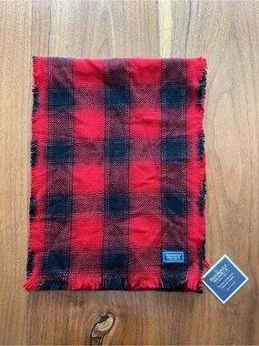 Faribault Red & Black Plaid Wool Scarf